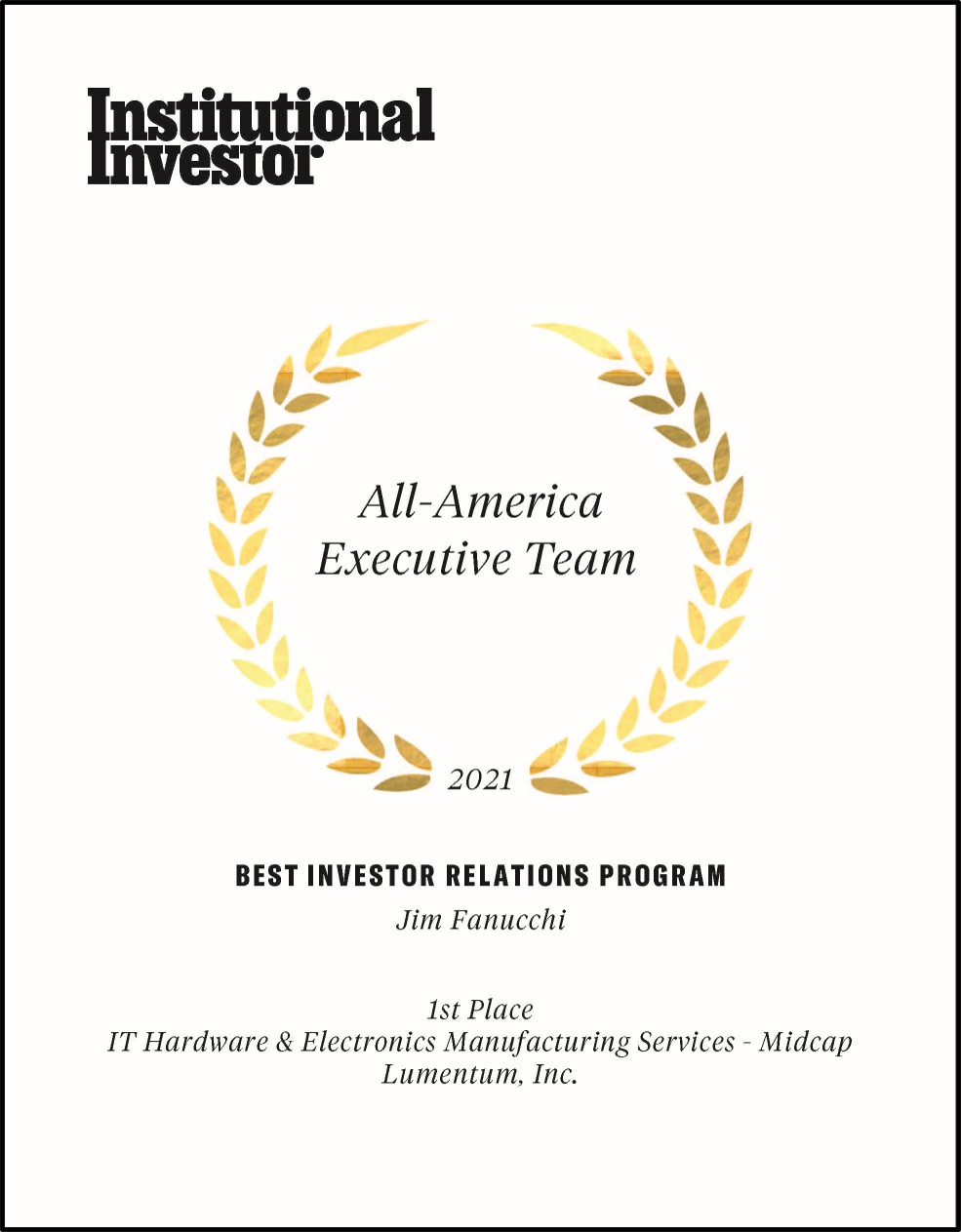 Best Investor Relations Program, IT Hardware