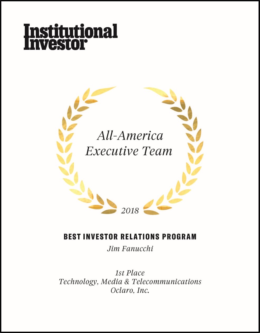 Best Investor Relations Program, Technology